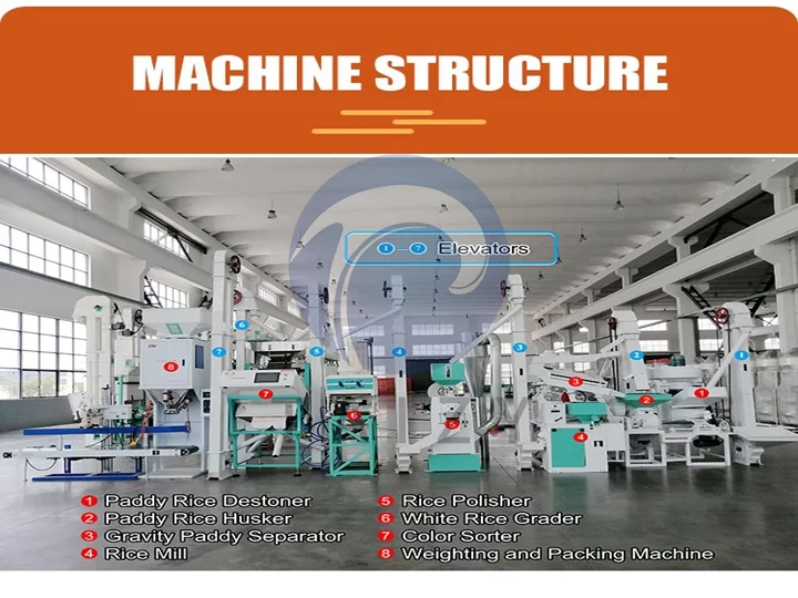 Estructura de la unidad de máquina molinera de arroz 15TPD